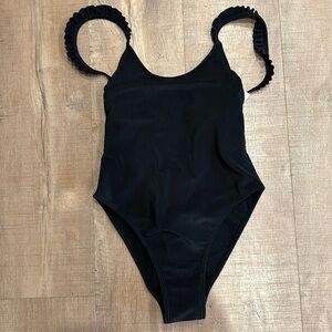Sexy ribbed one piece high thigh cheeky swimsuit